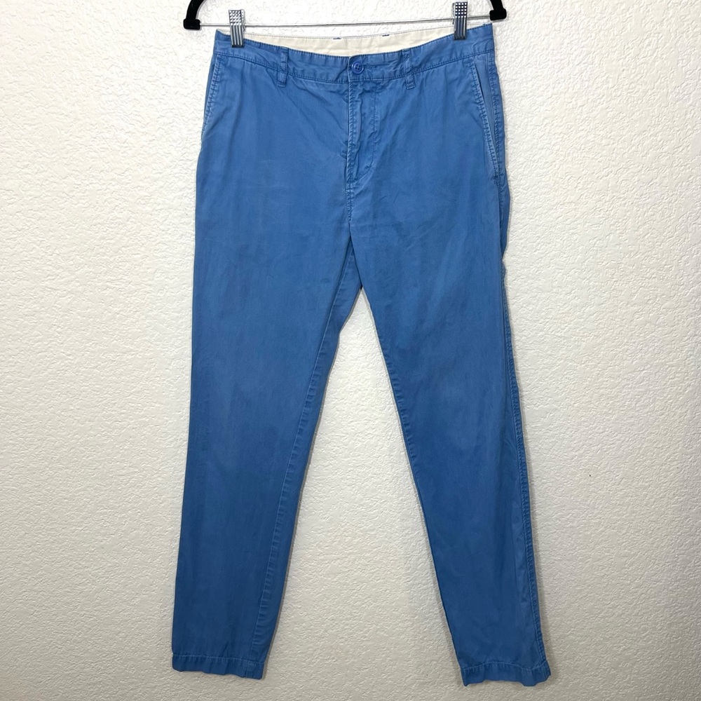 Lacoste Men’s Flat Front Blue Twill Chino Cotton Pants Straight Leg Size 30